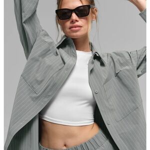 ALO Yoga daylight button down Pin Striped Top